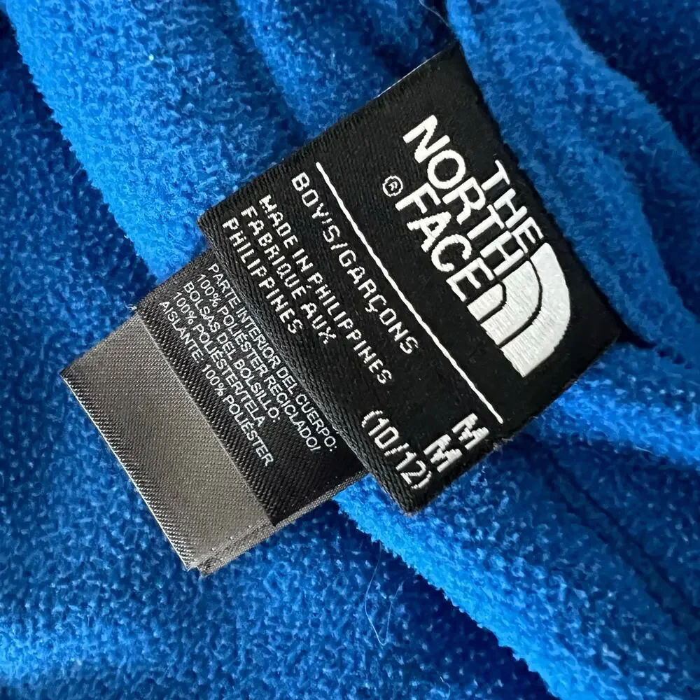The North Face Boys Medium Reversible Puffer Fleece Jacket Navy Blue Hooded